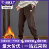 Calça jogger esportiva de veludo cotelê lisa, estilo japonês moderno, para homens, com forro de fleece, de marca transfronteiriça