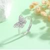 Anillo de Mariposa Hueca de Plata de Ley 925 Estilo Coreano para Mujer Estilo Mori Estilo Frío Nicho Sentido de Alta Gama Anillo de Dedo Ajustable