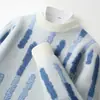 Suéter 100% Lana Pura para Hombre Cuello Redondo Suéter Engrosado Holgado Talla Grande Otoño e Invierno Nuevo Suéter de Punto Jacquard para Base