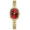 Reloj Goldie Estilo Francés Pequeño Ovalado Dorado con Cuarzo, Esfera Digital y Correa de Acero, Reloj Retro de Lujo Ligero para Viajar, Diseño Retro Compacto y Sencillo