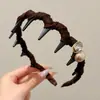 Diadema Ondulada Marrón para Mujer, Uso Diario, Antideslizante, con Dientes, para Lavarse la Cara, Accesorio para el Cabello