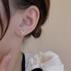 Aretes de Aguja de Plata S925 Perla de Amor Coreana Simples Pequeños Circones Micro-incrustados Aretes Elegantes Aretes Personalizados Versátiles