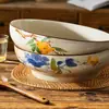 Conjunto de Tigelas Cerâmicas de Alta Qualidade, Grande Capacidade, Estilo Chinês Retrô para Uso Doméstico, Incluindo Tigelas para Sopa, Tigelas para Macarrão e Louças