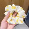 Lenço quadrado grande com estampa floral pequena, elástico de cabelo para mulheres, faixa de cabelo elástica, acessório de cabelo com estilo coreano de alta qualidade