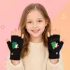Guantes de Celebridad de Internet Transfronterizos, Guantes de Invierno de Felpa de Medio Dedo con Cubierta Plegable Calientes sin Dedos de Piel Sintética de Visón Tejidos para Estudiantes y Niños