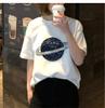 Playera de manga corta para mujer con estampado de cielo estrellado, ins de moda estilo Hong Kong, nueva holgada estilo coreano, estilo perezoso, para estudiante, top de cuello redondo