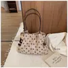 Bolsa Tote de Bolinhas Vintage Nova 2026, Bolsa de Ombro Grande Capacidade, Versátil para o Dia a Dia Estilo Coreano, Bolsa de Tecido Casual