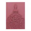 Papel Perlado Flor Rosa Niña de las Flores Láser Tarjeta de Felicitación Hueca Tarjeta de Bendición de Boda Invitación de Princesa Portada de Invitación de Boda