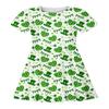 Exportação Transfronteiriça Europeia e Americana Impressão Digital 3D Primavera e Verão Novo Vestido para Meninas Trevo de Quatro Folhas Vestido Infantil