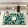 Tapete Drenante para Cozinha Temu Transfronteiriço Levemente Luxuoso Floral de Terra de Diatomáceas, Tapete Protetor Absorvente de Água Anti-Escaldante Isolante Térmico para Bancada Doméstica