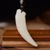 Colgante de Diente de Lobo de Jade Blanco Afgano para Hombres y Mujeres, Colgante de Jade para Transmisiones en Vivo, Jade Hetian, Cadena de Suéter de Jade Verde, Regalo Promocional