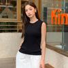 Camisole Colete de Tricô 14 Pontos Cool Pequeno Feminino Roupa de Fora Slim-fit Emagrecedor Tricotado Sem Mangas Pulôver Top