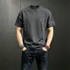 Camiseta de Verano Nueva para Hombre de Manga Corta, Cuello Redondo Pesado, Holgada, Moderna, Versátil, Top Casual de Media Manga, Camiseta de Manga Corta para Hombre
