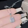 Versa cor tesouro micro cravejado zircônia 3A brilhante pingente homens e mulheres banhado 18K Verde cristal pontiagudo quadrado açúcar hipster DIY colar