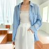 [Oufan] Camisa Protectora del Sol con Acondicionamiento de Aire, Botones, Abertura Lateral, 338.95kg, para Mujer, Nuevo Estilo Coreano de Verano, Camisa de Color Sólido para Mujer