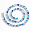 Meisa Nova Corrente de Tennis Hip-Hop Europeu e Americano 7mm Zircônia Azul e Branca para Criadores de Tendência, Super Brilhante, Atacado Transfronteiriço