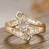 Anillo de moda con forma irregular para mujer con incrustación geométrica de seis garras y circonita redonda, Nuevo modelo de transmisión en vivo de Tiktok