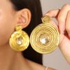 Pendientes geométricos plisados con brillo europeo y americano para mujer, ligeros, de lujo, de alta gama, con personalidad exagerada, joyería transfronteriza al por mayor