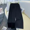 Calça feminina personalizada com barra curva, calça casual de outono, nova calça banana elástica na cintura para o outono de 2026, perna larga fluida