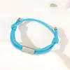 Pulseira Tubular Europeia e Americana Transfronteiriça com Cordão Duplo Colorida Aço Inoxidável Cor Impressão e Gravação Pulseira de Corda Trançada Ajustável