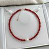Collar de Ágata Roja Natural Perla Shijia Regalo de Año Nuevo Collar Rojo Nicho Elegante Cadena para Clavícula Cadena de Lana Mujer