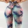 Nuevos Pantalones Deportivos de Cuerda con Lazo Estampado Digital de Alta Elasticidad Absorbentes del Sudor Pantalones Ajustados de Cintura Alta Adelgazantes Pantalones de Yoga para Mujer