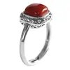 Anillo Estilo Étnico Retro Hierba Ruyi Ágata Roja del Sur Anillo Sencillo Estilo Chino Ajustable en Plata 925