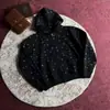 Sudadera con capucha y cremallera de punto gris con estampado integral de estrellas retro americana Otoño Holgada Perezosa Casual Chaqueta