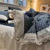 Conjunto de Quatro Peças de Gaze Franzida Ruffle Renda Francesa Retro Kapok Amigo da Pele Algodão Puro Todas as Estações Venda por Atacado de Fábrica