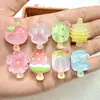 Miniatura Realista Comida Brinquedo Transparente Glitter Sorvete Resina Acessórios DIY Grampo de Cabelo Artesanal Cola de Creme Pingente para Capa de Celular