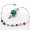 Joyería transfronteriza gema natural Cristal péndulo espiritual en forma de giroscopio cuentas de 18 mm 7 colores piedra energética colgante de péndulo