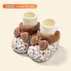 Zapatos de invierno y otoño con forro polar para caminar, para niños y niñas, 0-6-12 meses, calcetín alto, suela suave, antideslizantes, anti-caídas, zapatos para bebé