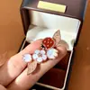 Conjunto Floral de Mariposa Hecho en Fábrica con Colores Contrastantes Azul y Verde, Anillo, Pendientes, Broche, Pulsera, Cadena para Suéter Frescos y Elegantes