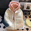 Abrigo de lana de cordero engrosado estilo pan para hombre y mujer, invierno, costuras, acolchado de algodón, falso dos piezas con capucha, forro polar, holgado, chaqueta acolchada de algodón bf