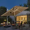 Sombrilla de sol para exteriores, sombrilla romana para patio, sombrilla grande para el sol, sombrilla para patio jardín villa con luces, sombrilla de poste central, sombrilla para puesto exterior