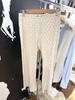 Pantalones casuales de tres botones con estampado de oso azul y ojales, estilo americano, estilo retro, para mujer, cintura holgada, para estar en casa
