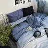 Juego de ropa de cama de verano de cuatro piezas, funda de edredón se vende por separado, sábana individual para cama de dormitorio de estudiante, juego de tres piezas de algodón lavado para una persona