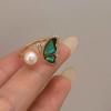 Moda Diseño Único Perla de Agua Dulce Anillo Abierto para Mujer Alto Sentido Concha Amor Dulce Ajustable Adelgazante Anillo de Dedo