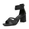 [Agotado, Sin Reposición] Sandalias Casuales para Mujer con Tacón Grueso, Correa Única, Zapatos Romanos de Tacón Alto Estilo Hada 816-2