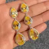 Pendientes de Gota de Agua de Diamante Amarillo Exquisito Cao Shi Completamente Incrustados con Diamantes Pendientes Largos para Noche Boda Lujo Ligero Adornos de Oreja Adelgazantes