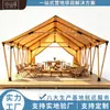 Tienda de Lona Triangular para Camping, Tienda de Acero Galvanizado con Apariencia de Madera y PVC, Toldo para Alojamiento en Camping, Impermeable y a Prueba de Moho, Personalizable