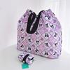 Bolsa de Compras Dobrável Verde Japonesa Desenho Animado Fofa Leve Grande Capacidade Bolsa de Ombro Grande Feminina Estilo Ins Presente