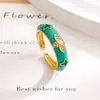 Anéis de Flor Esmaltada Coloridos por Gotejamento, Venda Quente Transfronteiriça, Bloqueio de Cores Personalizado, Anéis Abertos Ajustáveis Simples e Versáteis