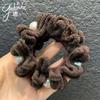 Anillo de pelo de perla de peluche para mujer, estilo coreano, con cuerda para la cabeza, para coleta, banda de goma para el pelo, cuerda para el pelo, joyería para la cabeza, red, estilo rojo