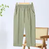 Pantalones Cortos Lavados de Algodón Elásticos de Cintura Alta para Mujeres de Mediana Edad y Mayores, Estilo Delgado, Nuevos Pantalones Casuales de Verano 2026 para Madres Jóvenes