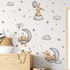 FX-D452 desenhos animados pintados dormindo Coelho lua estrelas nuvens quarto das crianças fundo decoração da parede embelezamento