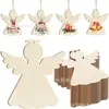 Ángel de Madera en Blanco sin Terminar Piezas de Madera DIY Decoración para Fiesta Navideña Fondo de Pared Graffiti Adornos Colgantes