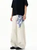 Pantalones Casuales Lktm para Hombre Color Beige Gris Lavado París Diseño de Bufanda Cuadrada Desmontable Pierna Ancha Unisex