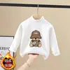 Camada Base Térmica de Lã Escovada para Meninos Gola Meio-Alta Outono/Inverno Quente para Crianças Top de Bebê Versátil Roupas de Outono Roupa Íntima Casual