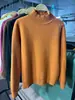 Suéter de punto de cuello alto medio, una pieza, base de terciopelo para mujer, otoño e invierno, jersey con forro de imitación de visón, suéter de visón tejido